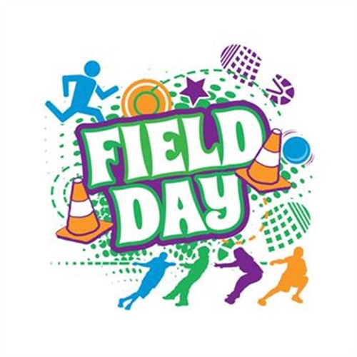 Field Day advertisement in purple, green, and orange